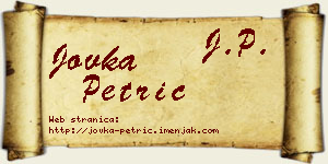 Jovka Petrić vizit kartica
